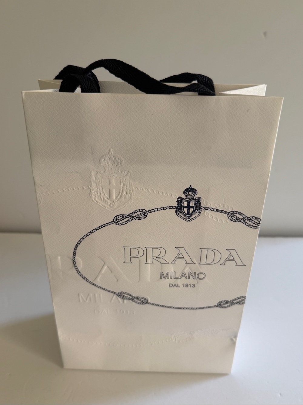 Prada White & Black Milano Gift Bag